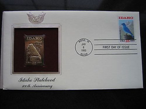 1990 Idaho Statehood Gold Stamp replica FDI FDC Golden Cover - Picture 3 of 3
