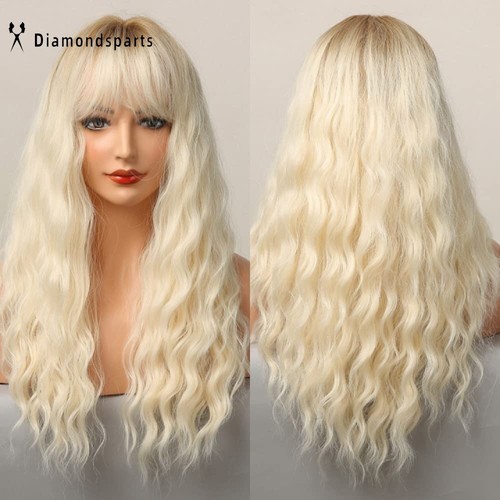 Lady Hair 23 In Long Loose Wave Ombre Light Blonde Wigs for Women Wig Daily Use - Picture 7 of 8