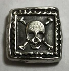 1 Troy Oz. MK BarZ "SKULL POSTAGE STAMP" .999 Fine Silver HAND POURED BAR