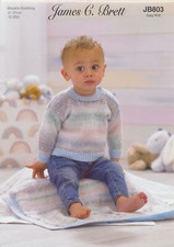 Knitting Pattern Baby Rib Detail Sweater Blanket & Hat James Brett DK JB803
