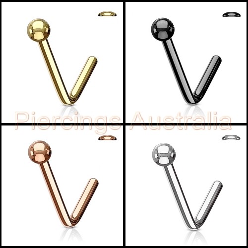 L Bend Dome Nose Stud Body Piercing Jewellery - Picture 1 of 5