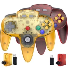 2PACK Wireless N64 Controller w Rumble Pak for Nintendo N64 Switch Rechargeable