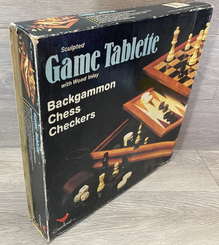 cardinal game tablette Backgammon / Sculpted Chess/ Checkers Vintage ...