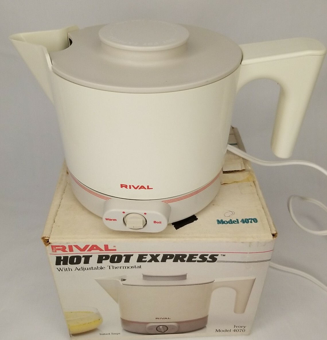 Vintage Rival Hot Pot Express 4070 White Adjustable Thermostat Heater