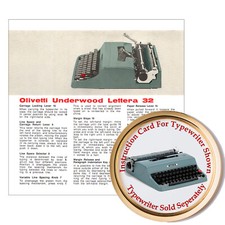 Olivetti Lettera 32 Typewriter Owner's User Instruction Card Guide Directions thumbnail