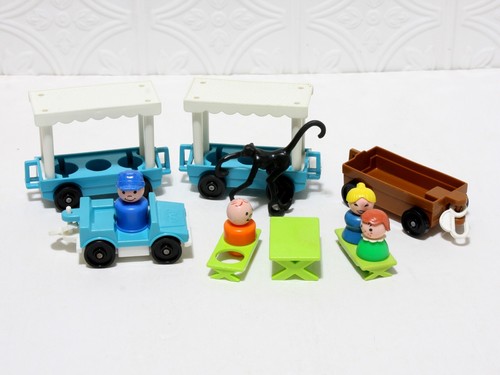 1984 Fisher Price Little People Zoo Tram Jeep Cars With Accessories Vintage