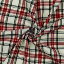 SCHOTTENKARO KLEIN Stoff Glencheck Tartan Kilt SCHWARZ auf ECRU EUR 13,98/m