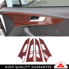 Car Inner Door Panel Cover Trim Inner 4PCS Fit For Audi A4L 2017-2019 Red Wood