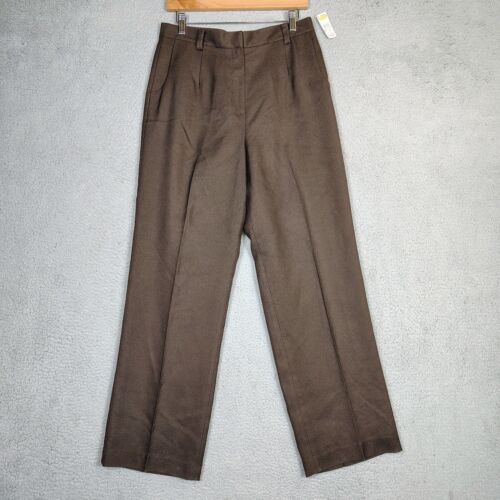 Talbots Pants Women's 12 Brown Silk Wool Blend Straight Leg Classic Vintage NWT