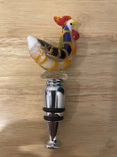 Art Glass Colorful Rooster Wine Bottle Stopper