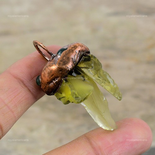 Pentagon Green Amethyst Rough Gemstone Copper Electroformed Wife Pendant Jewelry - Picture 7 of 7