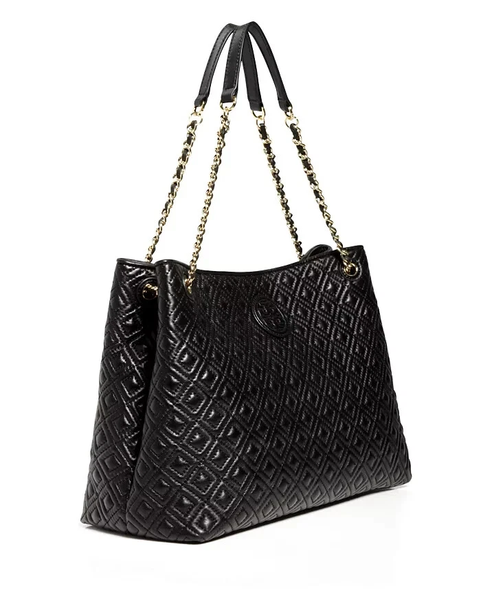 Borsa a mano TORY BURCH oro nero trapuntata in pelle Marion catena catena borsa portatile