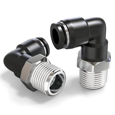 Male Elbow 6mm Tube OD x 1/8 Inch NPT Thread 90 Push to Connect Fittings PL6-...