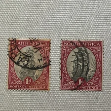 *RARE* Union of South Africa 1d stamp, George V, 1933-1948   (2 Stamps)