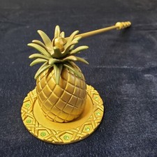 Vintage PartyLite Matte Gold Candle Snuffer with Tray Island Escape Pineapple
