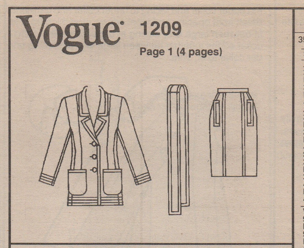 Giacca e gonna motivo cucito Vogue 1209 Yves Saint Laurent taglia 6 8 10 NUOVO