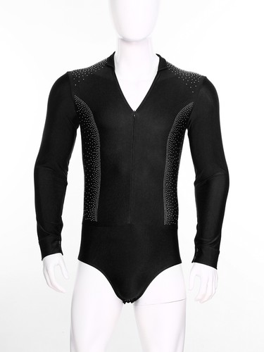 Mens Bodysuit Invisible Zipper Figure Skating Tango Costume Breathable Soft - Bild 17 von 53