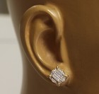 New 925 gold plated  .33ct diamond flat screen stud earrings unique — photo 10