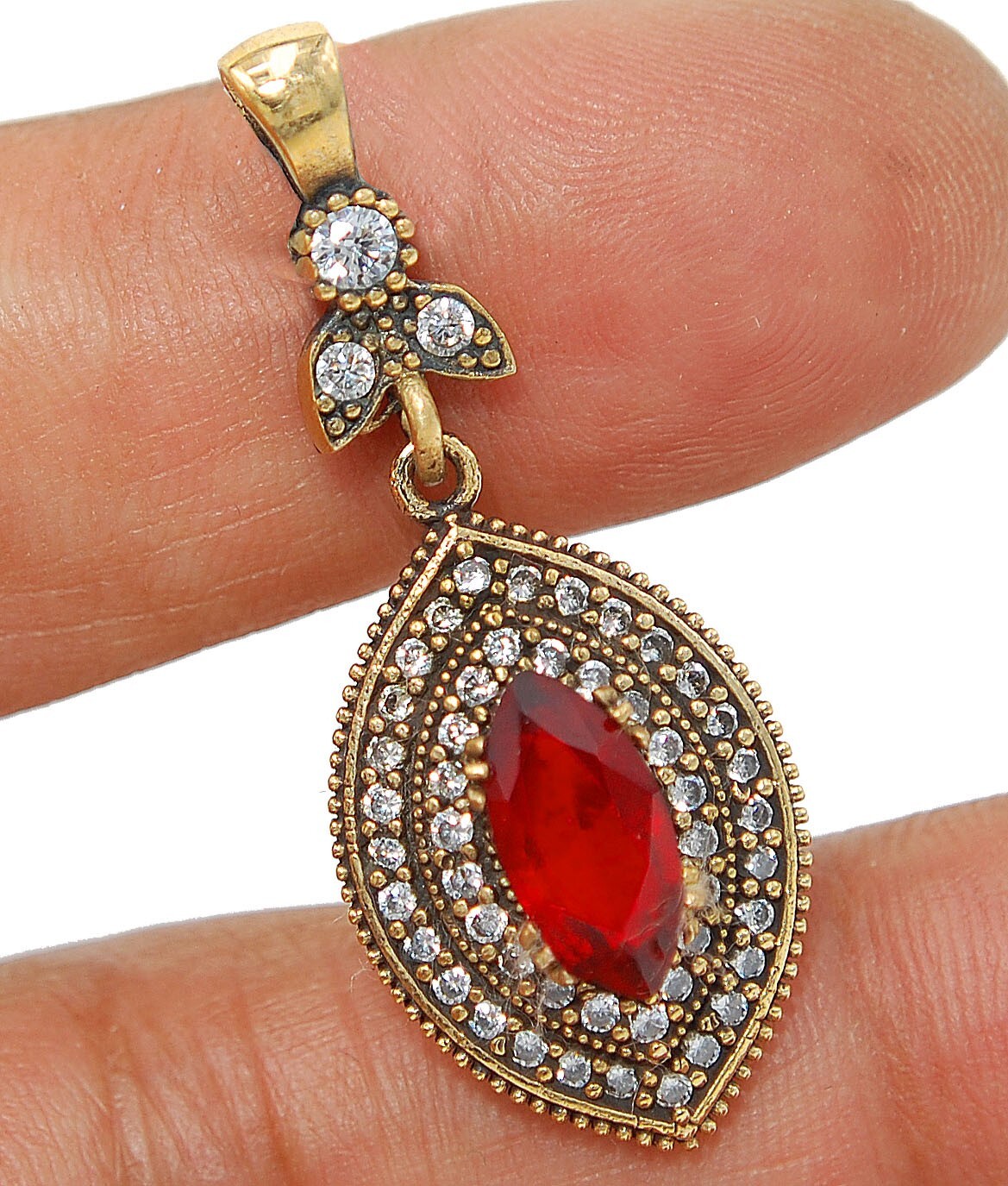 Sterling Silver Ottoman Style 5CT Ruby Topaz Pendant TC3