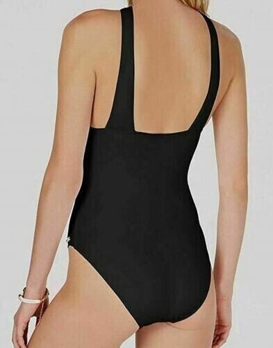 Michael Kors einfarbiger schwarzer wandelbarer 1-teiliger Badeanzug Größe 8 - Bild 4 von 5