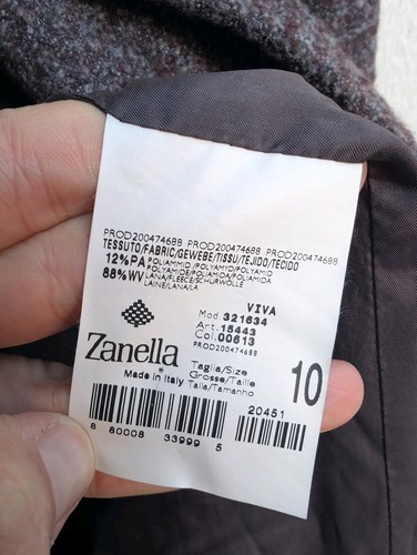 Zanella Italy Wool Blend Short Tweed Jacket Coat Women's Size 10 - Picture 7 of 8