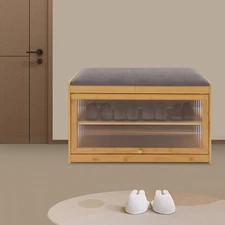 Entryway Shoe Bench Shoe Rack Bench with Cushion Shoe Rack Bench w/Storage Space