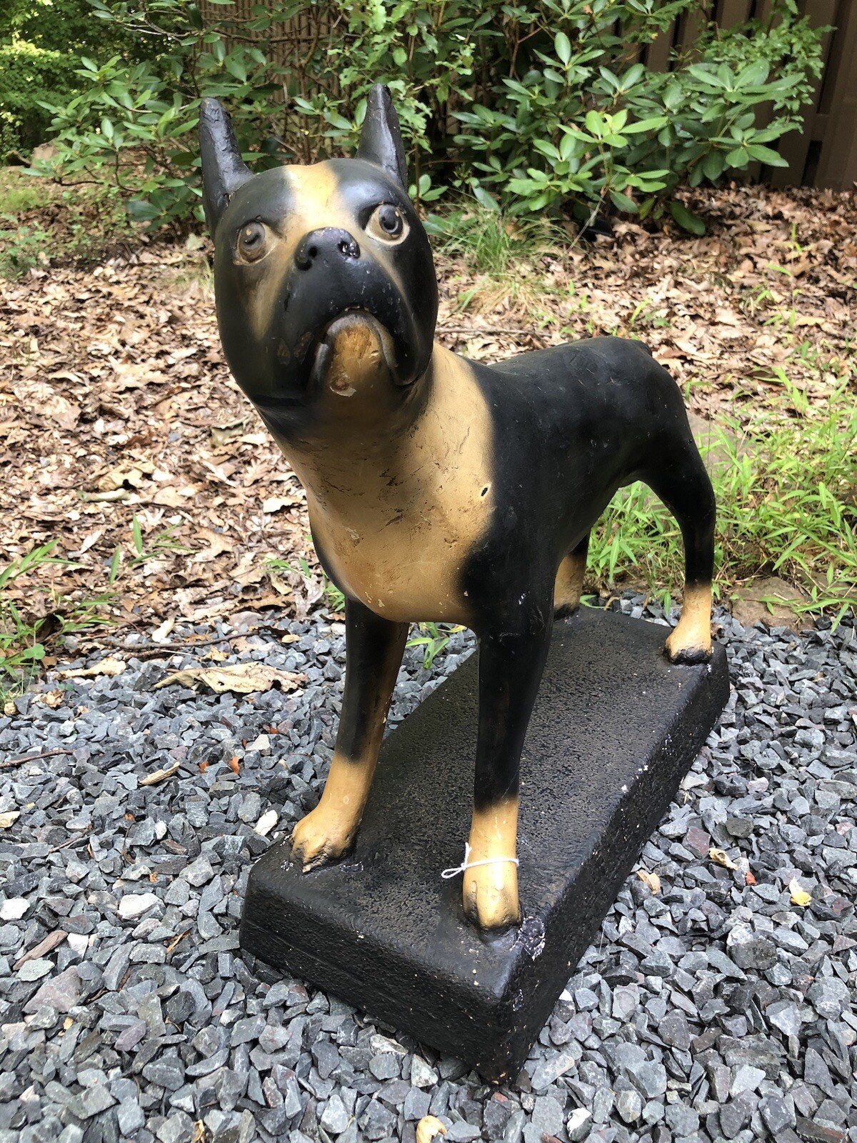 Antique Paper Mache Boston Terrier Dog Figure Store Display 
