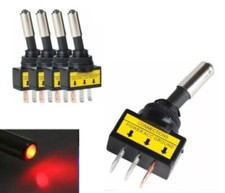 interruttore deviatore ON-OFF a levetta 12v illuminato a led colore rosso