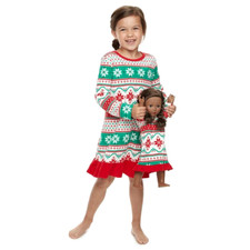 Jammies for Families Christmas Fair Isle Fleece Nightgown Matching 18" Doll Gown
