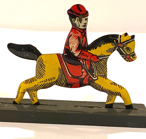 (2) OLD CRACKER JACK POP CORN CONFECTION LITHO TIN HORSE & RIDER PREMIUM PRIZE - Picture 3 of 5