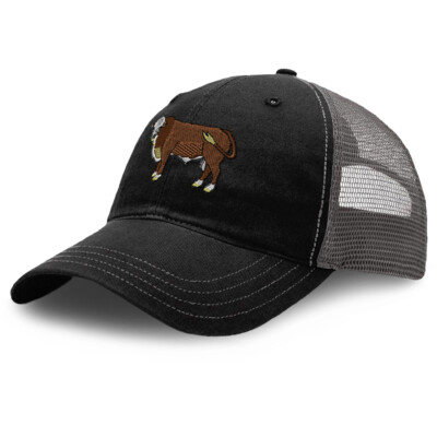 Richardson Trucker Hat Western Farm Animal Cattle Hereford Bull Cotton
