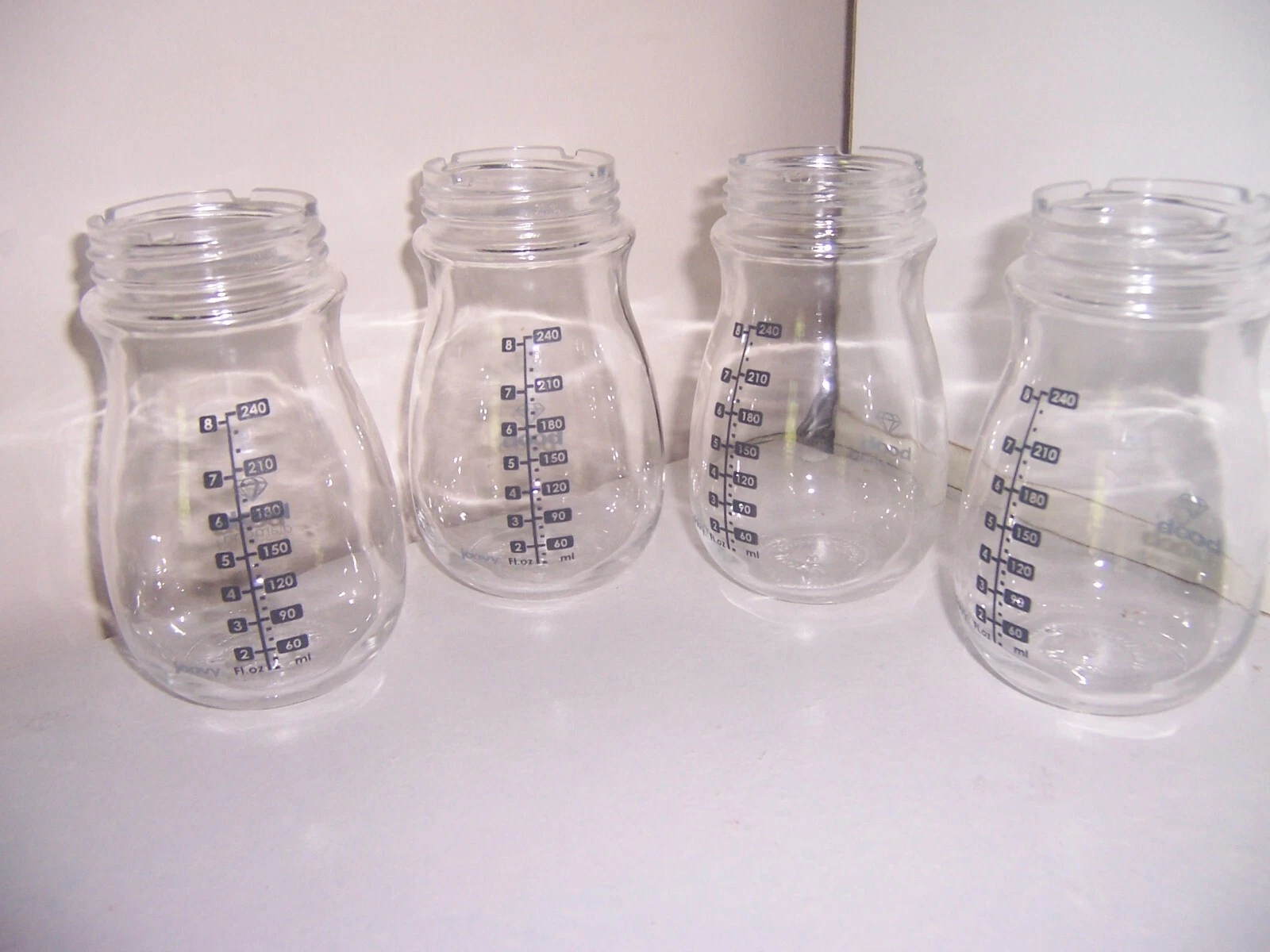 joovy boobs diamond glass baby bottles 8 oz bottles only Used with Grey rings