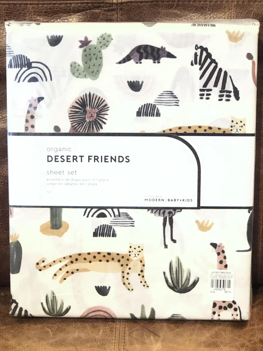 Pottery Barn Kids Desert Friends Twin Sheet Set Safari Animal Lion