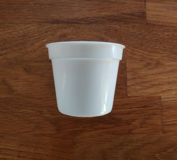 2 macetas de plástico blancas de 6,5x5,5cm/2 white plastic pots 6,5x5,5cm