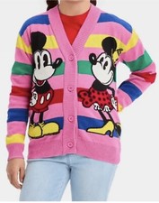 NWT Disney Girls 100 Mickey  Minnie Mouse Retro Re-Imagined Striped Cardigan