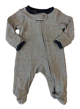 Carters Preemie Baby Boy Sleeper Striped Zipper  Navy Blue Outfit Romper Cotton