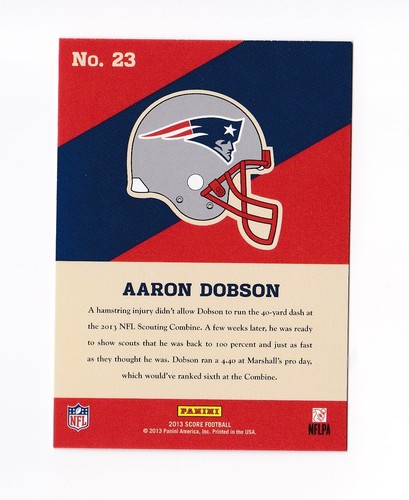 2013 Score Hot Rookies Retail #23 Aaron Dobson RC New England Patriots Marshall - Picture 2 of 2