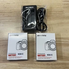 Batmax Lithium Ion Rechargeable INS360 X3 Battery. Lot Of 2 Plus Charger C