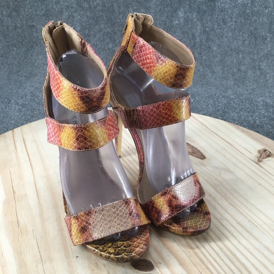 Женские туфли на каблуках Steve Madden 9 Mira со змеиным принтом сзади на молнии на лодыжке с ремешками разноцветные - Изображение 3 из 4