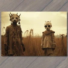Art Print Weird Creepy Vibe Field Spiked Masks Apocalypse Cult Strange Unusual