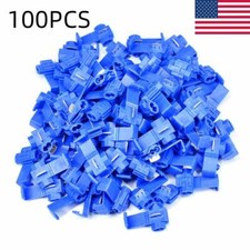 100x Blue Electrical Cable Connectors Quick Splice Lock Wire Terminals Crimp US