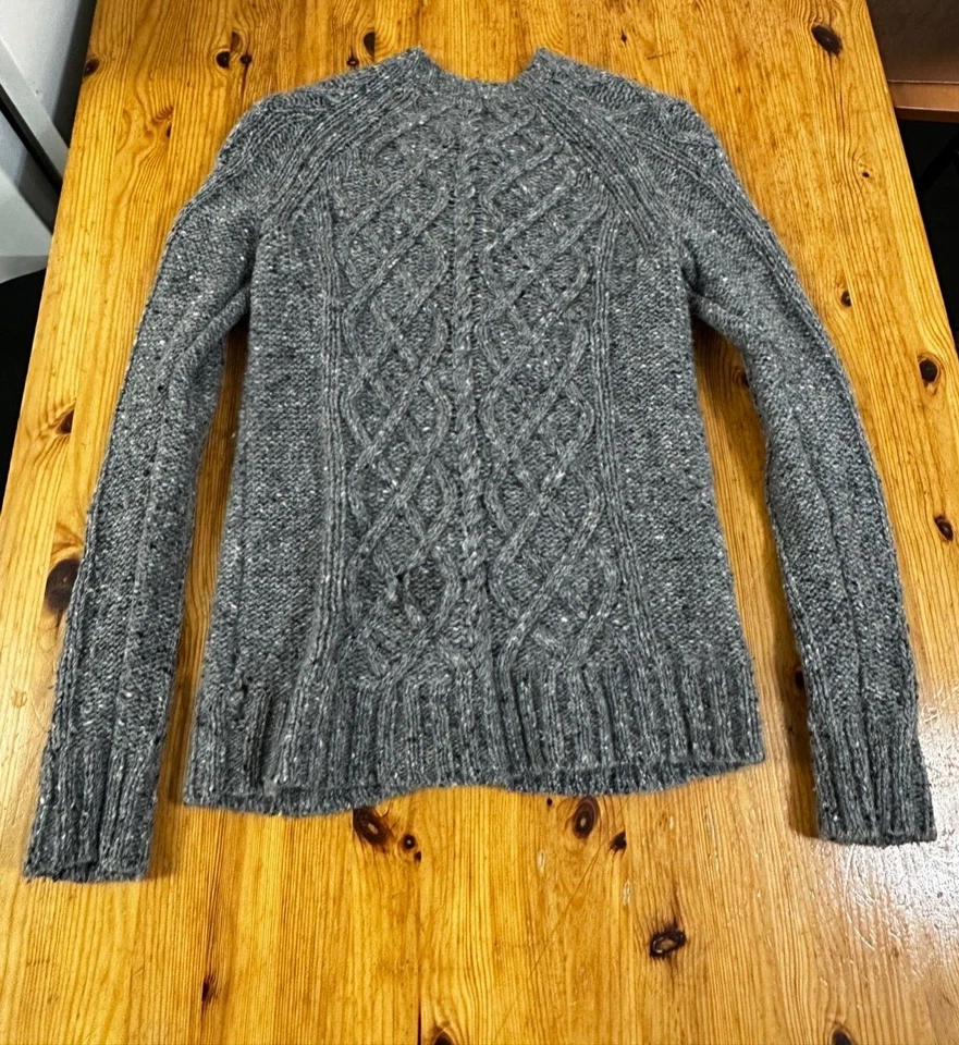 Cárdigan Crewcuts Tejido con Cable Niña Gris Talla 14 Mezcla de Lana *Agujeros Foto 4 de 4