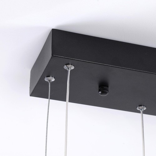 Black LED Chandelier Island Adjustable Hanging Height Pendant Light Living Room - Picture 13 of 23