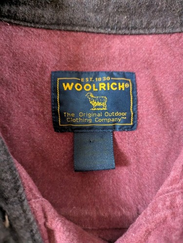 Vtg Woolrich Shirt Mens Large Tal Sportsman Chamois Flannel Burgundy Long Sleeve - Picture 5 of 5