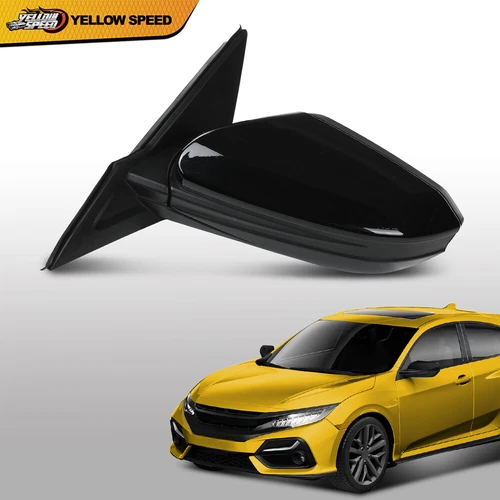 Power Heated Mirror w/5-Pin Left Driver Black Fit for 16-21 Honda Civic 1.5 2.0L