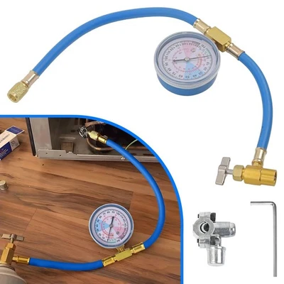 AOMINOHOMA R134A Refrigerant Charge Hose Kit BPV31 Bullet Piercing Tap Valve with Gauge USA