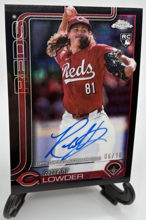 2025 Topps Chrome RHETT LOWDER #d /10 RC Auto Black Refractor Rookie Card #RA-RL