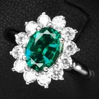 Marveous Vivid Green Emerald 1.15Ct 925 Sterling Silver White Gold Halo Rings