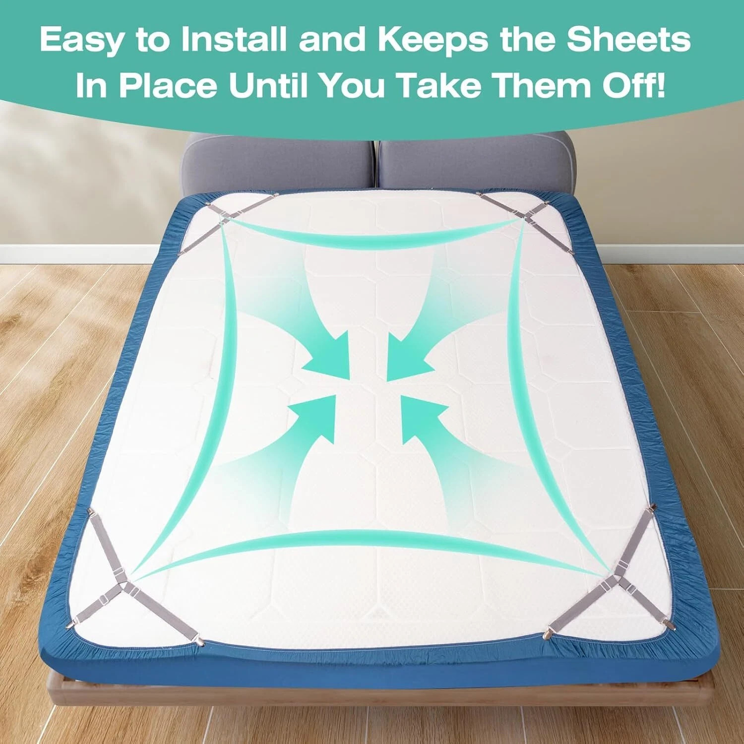 Bed Sheet Straps Upgrade Fitted Bed Sheet Holders for Corners Non Slip Sheet