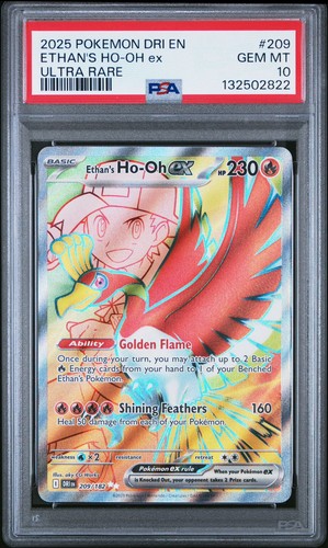 2025 POKEMON DRI EN-DESTINED RIVALS ULTRA RARE #209 ETHAN'S HO-OH EX PSA 10